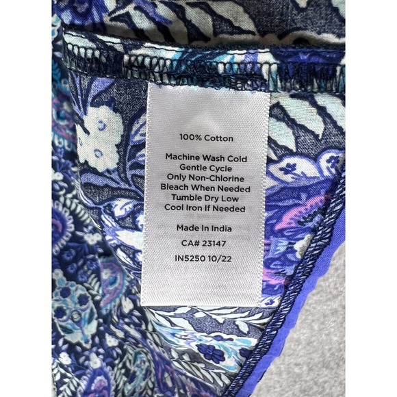 Talbots V-Neck Tiered Short Sleeve Blue Floral Crop Top Womens Large Lightweight - Picture 4 of 14